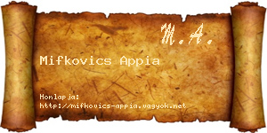 Mifkovics Appia névjegykártya